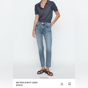 Massimo Dutti Mid-Rise Slim Fit Blue Jeans